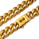 Strong Stainless Steel Gold Dog Collars with Safety Buckle Lock,23MM Cuban Link Chain Training Collar,Dog Necklace Walking Collar for Small Medium & Large Dogs (18, Gold)