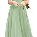 Fancy Girl Junior Bridesmaid Dresses Kids Sleeveless Cute Maxi Dress Teen Long Wedding Party Prom Gowns (Green, M)
