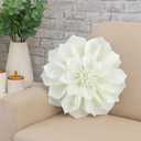 Handmade 3D Heart-Shaped Petals Flower Decorative Filled Throw Pillow 13" Round - Ivory Floral Pillow for Couch, Home Dcor and Holiday, Housewarming Gift