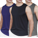 Mens Tank Tops 3 Pack,Quick Dry Gym Sleeveless Muscle T Shirts for Men's Fitness, Small, Blue/Gray/Black 