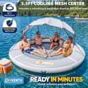 Inflatable Water Hammock for Adults, 8FT Heavy Duty Float Ring with UPF 50+ Canopy & Cooling Mesh Center, Portable Floating Island Lounge for Pool Lake Beach River, Supports 660 LBS