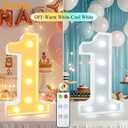 2 x Pooqla LED Light Up Numbers, Marquee Number with Remote for 2nd Birthday Decoration, Lighted Numbers Gift for Boys Girls Party Backdrop Wedding Anniversary Decor, Warm White and Cool White Number 2
