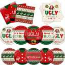 HAKOTI Christmas Party Decorations,60Pcs Ugly Sweater Party Decorations Set Christmas Plates and Napkins for New Year Ugly Sweater Dinnerware Xmas Holiday Party Disposable Supplies