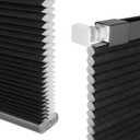 Cordless Cellular Shades, No Drill No Tools Light Filtering Honeycomb Shades, Pleated Blinds for Windows, Easy to Install, Black 32" W x 64" H