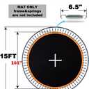 Trampoline Mat, Fits 15 ft Frame Using 96 pcs 6.5 in Spring, Trampoline Replacement Mat for 15 ft Trampoline, Compatible with 96 pcs 6.5 in Spring, Reinforce, UV-Resistant, with Spring Hook and Gloves