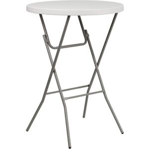 Flash Furniture Kathryn 2.63' Round Folding Bar Height Table for Parties and Commercial Events, Indoor/Outdoor Plastic Bar Height Folding Table, White