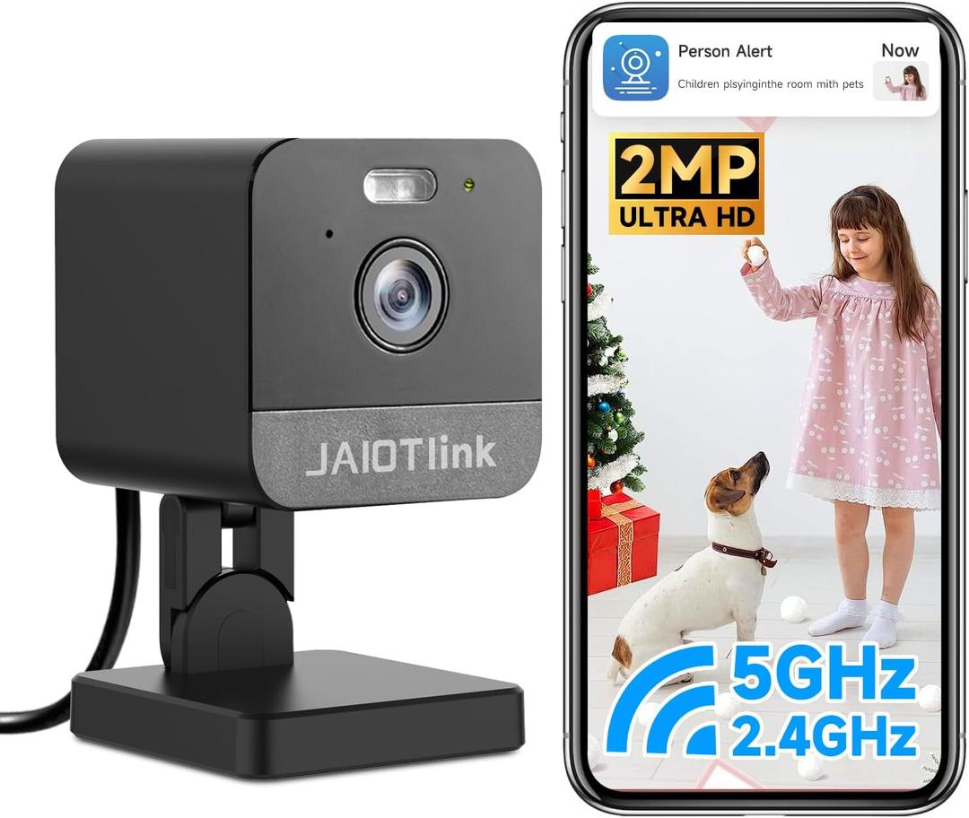 1080P 2.4g/5g Indoor Camera, Plug-in Cameras for Home Security, Baby/Elder/Home Cameras Indoor with Phone App, Night Vision, Motion Detection, 2-Way Talk, WiFi Camera Compatible with Alexa (Black)