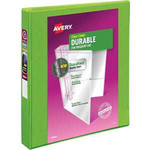 Avery Durable View 3 Ring Binder, 1" Slant Rings, 250-Sheet Capacity, 1.4 Inch Wide Spine, Great for Home, School Supplies, Office, or Organization Needs, 1 Green Binder (17832)