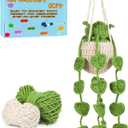 XIANFANG Green Apple Plants DIY Craft Supplies, Beginner Crochet Kit for Adults Kids Women Men Hanging Potted Plants Crochet Starter Kit with Step-by-Step Instructions and Video Tutorials