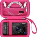 Canboc Carrying Case for Sony RX100 VII/VI/V/IV/III Compact Digital Camera, Point and Shoot Vlogging Camera Bag, Zipper Mesh Pocket fits USB Cable, Batteries, Rose red