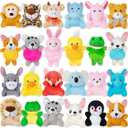 24 Pack Mini Stuffed Animals Bulk Party Favors For Kids Treasure Box Toys Classroom Plush Toys Claw Machine Key Chains Carnival Prizes Small Valentine Halloween Christmas Gifts Stocking Stuffers