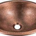 Monarch Abode Bathroom Sink 17-Inch Oval Drop In Bathroom Sink, Top Mount Hand Hammered Pure Copper Vanity Sinks for Countertop, Powder Room, Guest Bath or Restroom, Drop in Sinks for Bathrooms