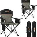 Padded Camping Chair with Sturdy Armrests, Heavy Duty Folding Chair for Adults Supports 350lbs, Portable Outdoor Chair with Reinforced Carry Bag for Camping, Fishing, Lawn & Sports, Pack of 2