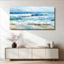 WLWBINTING Large Abstract Canvas Wall Art Beach Pictures Wall Art For Living Room Ocean Painting Wall Decor Canvas Prints Textured Pictures Modern Artwork Bedroom Office Home Decor Ready To Hang, 58"L x 29"W