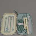 Momcozy Bottle Brush Set - Baby Bottle Cleaner Kit with Silicone Brush, Nipple Brush, Straw Brush, Soap Dispenser, Drying Rack - 7 in 1 Bottle Cleaning Tool for Home and Travel, Green (Classic Style)