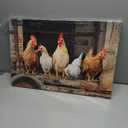 Chicken Farm Picture Wall Art, Rustic Animal Rooster Print on Canvas for Farmhouse Brown Kitchen Decor 36 x 24