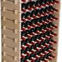 Wine Rack Cabinet Wooden Freestanding for Floor Stackable Storage Wine Bottle Holder (80 Bottles) (JJ) (Natural Color)