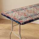 Horaldaily Regular Fitted Tablecloth 72 x 30 Inch Rectangular, Boho Bohemia Vintage Country Rustic Farmhouse Washable Table Cover Elastic Edged for Dinning, Picnic, Camping, Banquet