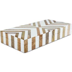 Handicrafts Home Large Decorative Storage Box with Lid Wooden Decorative Box Coffee Table Storage Box Living Room Organizer Resin Inlay Marquet Chevron Collection - 12x6x2