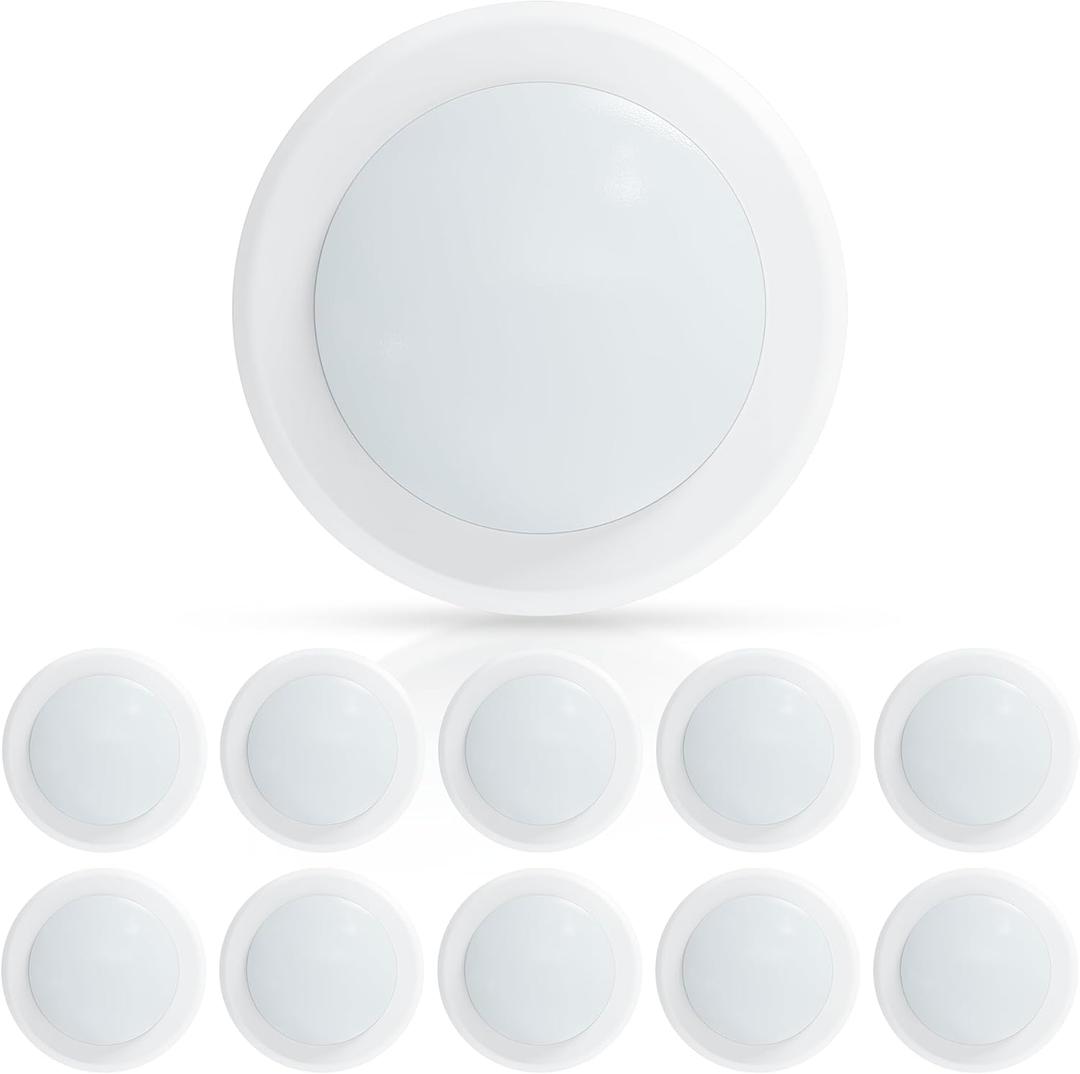 ECOELER 6inch LED Flush Mount Disc Light,16.5W Dimmablel Ceiling Lighting Fixture, 4000K Cool White 1000Lm, Low Profile Aluminum Trim Surface Mount Downlight, ETL & FCC Listed, 10 Pack