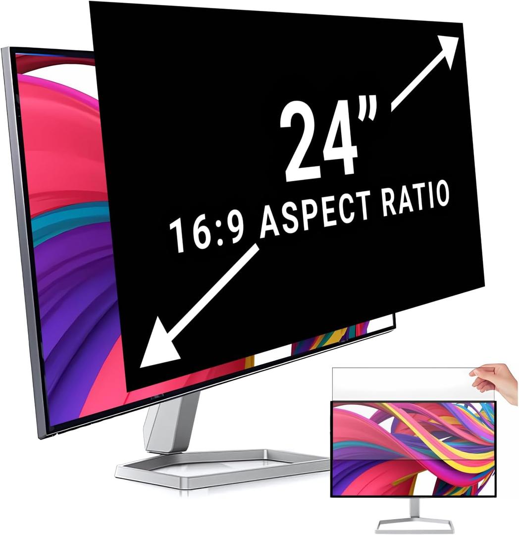 24 Inch Monitor Privacy Screen Computer Screen Privacy Filter for 16:9 Widescreen Monitors Anti-Glare Blue Light Filter Cover (1 Pack 24 inch)