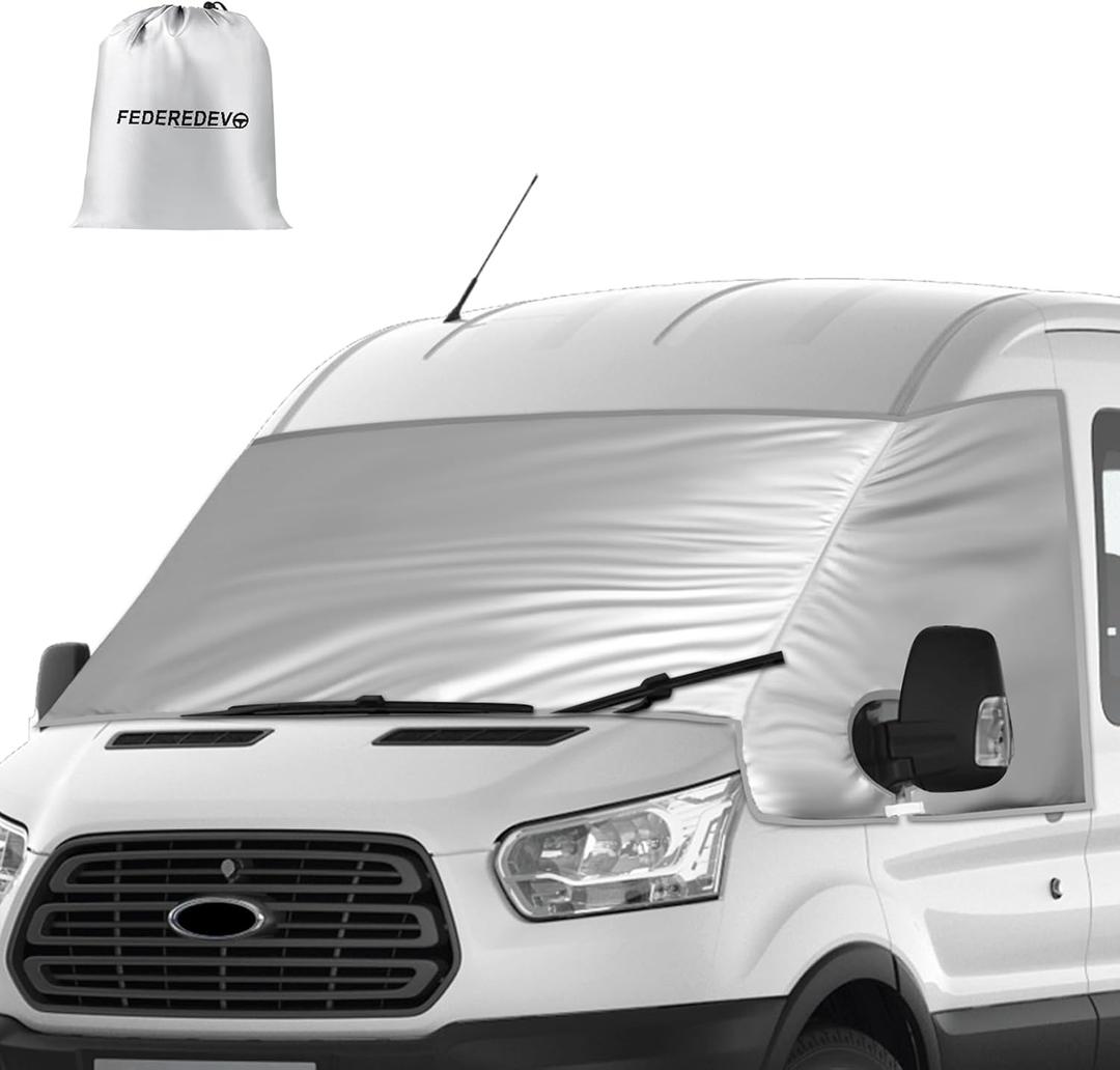Thickest Windshield Cover Compatible with Ford Transit 2016-2025, with Cotton Layer, Ultimate UV & Snow Protection, Privacy Blockout for Van & Motorhome