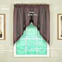 3 x Today's Curtain, Silhouette Stripe Sheer Swag 38", Chocolate, 60" W x 38" L