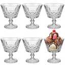 Ferrochef 4 Pcs Glass Dessert Bowls 8oz Crystal Parfait Dessert Bowls for Ice Cream Trifle Pudding Snack Caviar Sundae Fruit Salad Condiment Cocktail Drinks Party