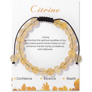 Healing Crystal Bracelet for Women 8mm Natural Stone Crystal Beaded Bracelets Adjustable Handmade Gemstone Bracelet Healing Jewelry Mother's Day Gifts for Women