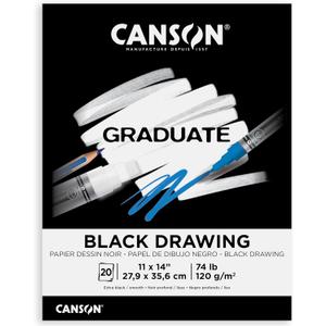 Canson Graduate Black Drawing Pad, Foldover, 11x14 inch, 20 Sheets | Artist Paper for Adults and Students - Drawing, Sketching and Art Journaling