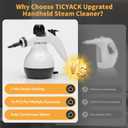 TICYACK Handheld Steam Cleaner, Steam Cleaner with 16 PCS Accessory & Safety Lock, Capacity, Multi-Surface Deep Cleaning for Home, Car, Bathroom, Grout, Floor, Window(White/Black)