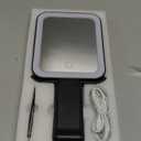 Travel Mirror with Lights, 1500mAh Rechargeable, Double-Sided 10X/1X Magnification, 3 Color Lighting, Smart Touch Dimming, Precision Tweezers, Lighted Makeup Mirror for Desk, Trip, Home, Office, Black