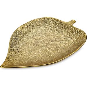 Oversized Leaf-Shaped Ceramic Jewelry Tray, 12.6" Large Decorative Tray Gold Vanity Trays for Rings, Necklaces, Keys, Gifts for Mom, Coffee Table Decor, Entryway Table Trays, 1 Pack