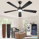 Fanbulous 52 Inch Ceiling Fans with Lights and Remote, Stepless Color Temperature Change & Dimmable 20W LED Ceiling Fan, 6 Speeds Reversible Quiet DC Motor for Bedroom, Living Room, Apartment, Black