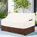 Patio Sofa Covers,100% Waterproof 2-Seater Outdoor Loveseat/Bench Cover,Patio Furniture Covers,66" Wx 35" Dx 36" H,Beige&Brown