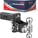 MOSTPLUS Trailer Hitch Compatible with 2.5 Inch Receiver, 3 Ball Mount with 1 7/8", 2" & 2 5/16" Balls, 4" Adjustable Height, 20, 000 lbs GTW, Heavy Duty Towing Hitch for Most Truck & SUV
