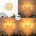 Plug in Pendant Light Rattan Hanging Lights with Plug in Cord Bamboo Hanging Lamp Dimmable,Handmade Woven Boho Wicker Basket Lamp Shade,Plug in Ceiling Light Fixture for Living Room Bedroom Kitchen