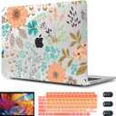 CISSOOK Case for MacBook Air 13 inch 2021 2020 2019 2018 Release Model A2337 M1 A2179 A1932, Orange Flowers Hard Shell Case with Keyboard Cover + Screen Protector for MacBook Air 13" with Touch ID