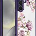 for Samsung Galaxy S25 Case [Buffertech 6.17ft Military-Grade Drop Protection] [Anti Peel Off Tech] Clear TPU Bumper 5G Phone Case Cover Design (Cherry Blossoms)