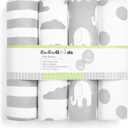 BaeBae Goods Premium Crib Sheets for Baby Boys and Girls, 3 Pack, Soft and Breathable Jersey Cotton Fitted Sheet Set, Grey and White, Cute Gender Neutral Nursery Mattress Bedding, Universal Fit