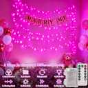 YEGUO Battery Operated String Lights, 2 Pack Each 33ft 100 LED Twinkle Fairy Lights Outdoor Waterproof, 8 Modes Clear Wire Pink Christmas Lights Indoor with Remote