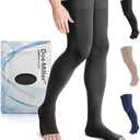 Doc Miller Thigh High Open Toe Compression Stockings 15-20mmHg for Varicose Veins, Pregnancy Support Open Toe Thigh High Compression Socks for Women and Men, 3XL
