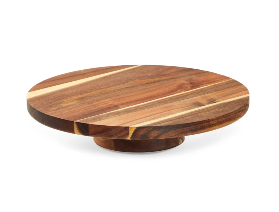 Juvale Round Acacia Wood Cake Stand for Wedding - Wooden Cake Stand for Appetizers and Desserts (12.75 Inches)