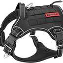 Tactical Dog Harness Large,Military Service Weighted Dog Vest Harness Working Dog MOLLE Vest with Loop Panels,No-Pull Training Harness with Leash Clips for Walking Hiking Hunting(Black,XL)