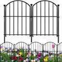 10 Panels No Dig Metal Garden Fence, Rustproof Decorative Dog & Rabbit Barrier with 11 Sturdy Stakes, Outdoor Animal Fencing for Yard, Patio, Flower Beds (Black) (10 Pack -17 in (H)x 11 Ft(l))