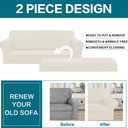 Turquoize Stretch Sofa Slipcover 2 Pieces Sofa Cover Couch Cover for 3 Cushion Couch Washable Furniture Protector Covers with Elastic Bottom Feature Thick Jacquard Fabric (Sofa, Cream)