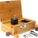 ALTA VIBES Large Bamboo Storage Box - With Lock, Smell Proof Jars, Tray - Grinder, Decorative Wooden Organizer, 4 Smell Proof Glass Jars & Accessories (Green)