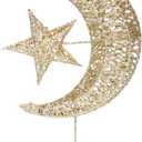 Iron Moon and Star Ornament Glitter Christmas Table Decoration Christmas Tree Decoration Wedding Birthday Holiday Party Supply 20cm (Golden)