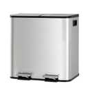 Garvee Trash Can, 2 x 4 gal (2 x 15 L) Garbage Can for Kitchen Dual Compartment Recycling Kitchen Step Trash Bin, Stainless Steel Trash and Recycle Bin Combo with Soft-Close Lid,Silver