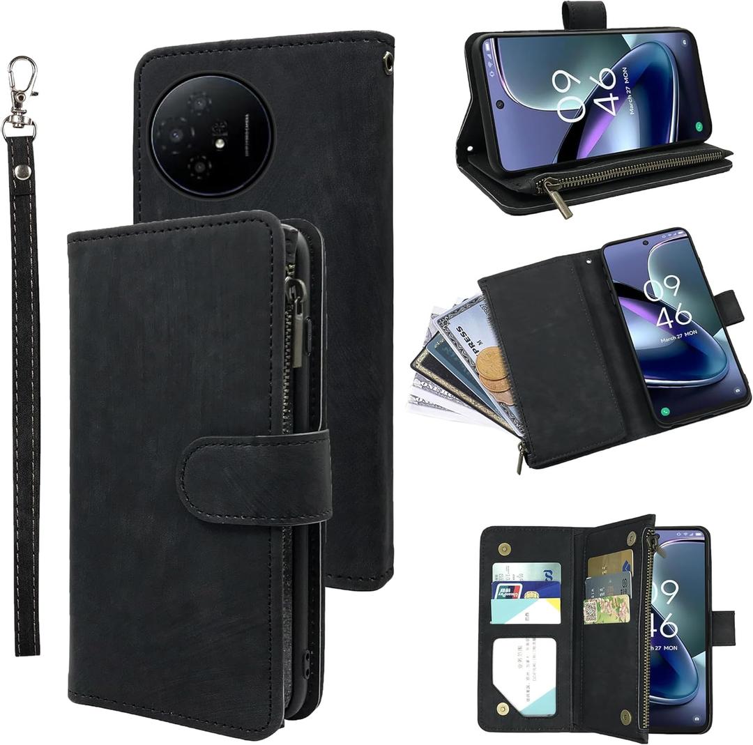 Compatible with TCL 50 XL 5G Wallet Case and Premium Vintage Leather Flip Credit Card Holder Stand Cell Phone Cover for TCL50XL 50XL T702W Men Black